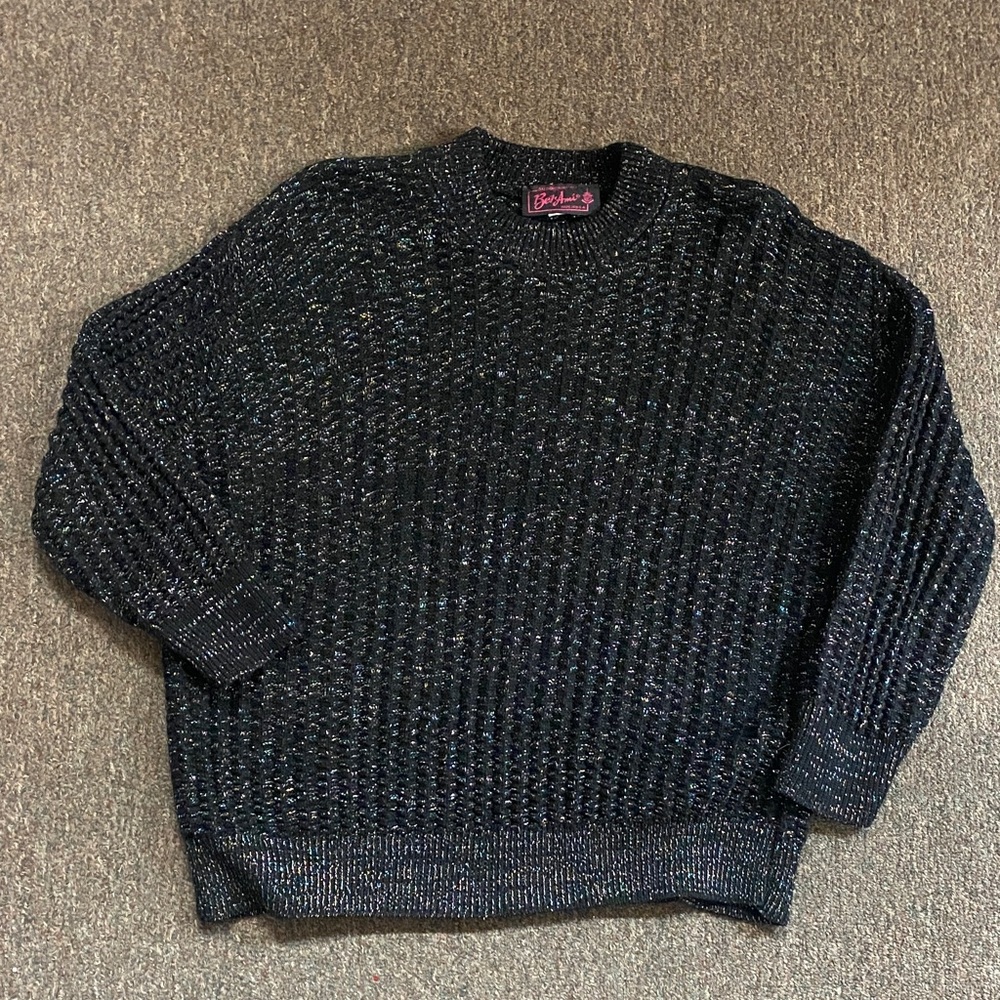 Bobbie Brooks Vintage Black Multi Metallic Color Crewneck Sweater